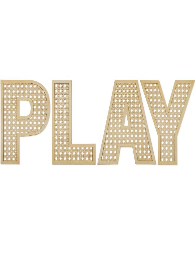 GlikCeil Playroom Decor Rattan Letters Set 12 x 15 Boho Wall Signs for Bedroom Large Wooden Rattan Letters for Toddler Girls Boys Playroom Art Nursery Room Decorations(Play) - Image 1